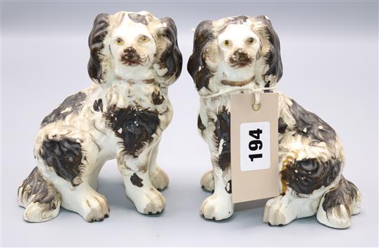 A pair of Staffs pottery spaniels